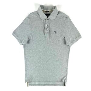 Abercrombie & Fitch Heather Grey Pique Moose Logo Collar Polo